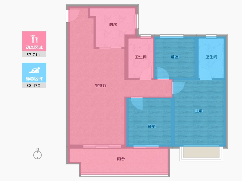 陕西省-咸阳市-金科集美嘉悦-86.49-户型库-动静分区