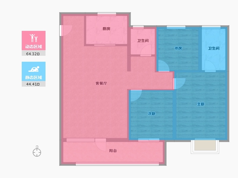 陕西省-西安市-中国铁建西派逸园-97.50-户型库-动静分区