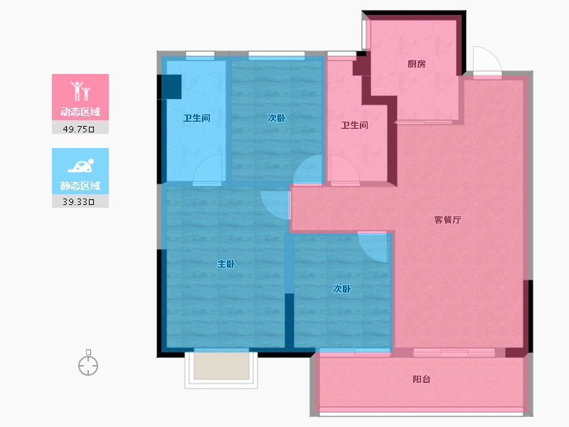 上海-上海市-龙湖松江·御湖境-80.00-户型库-动静分区