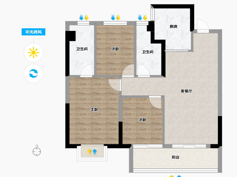 上海-上海市-龙湖松江·御湖境-80.00-户型库-采光通风