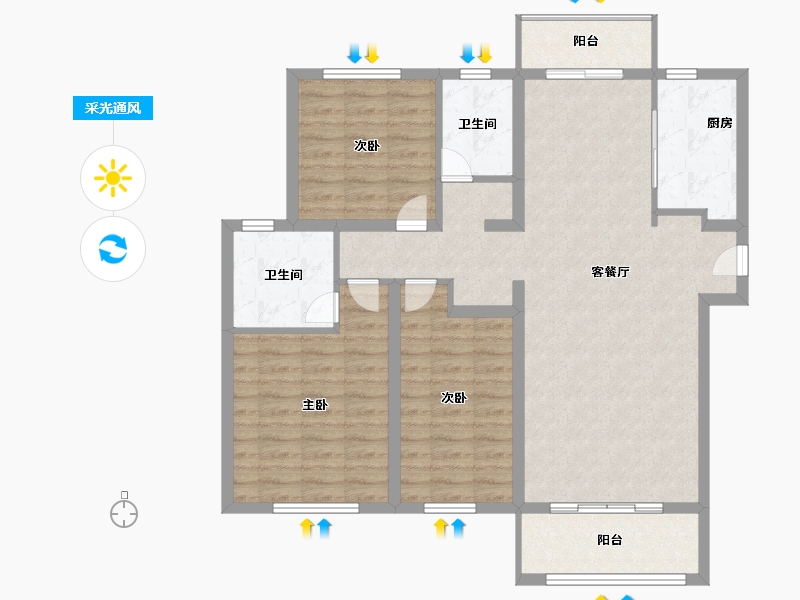 湖北省-武汉市-正商书香华府-104.00-户型库-采光通风