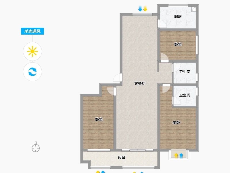 山东省-聊城市-冠宏·直隶村小区-122.40-户型库-采光通风