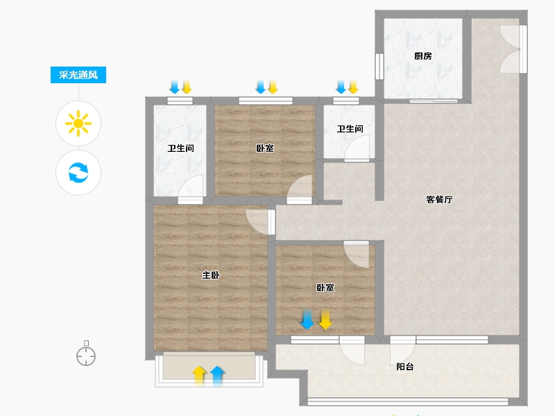 山东省-青岛市-融海·启城-100.69-户型库-采光通风