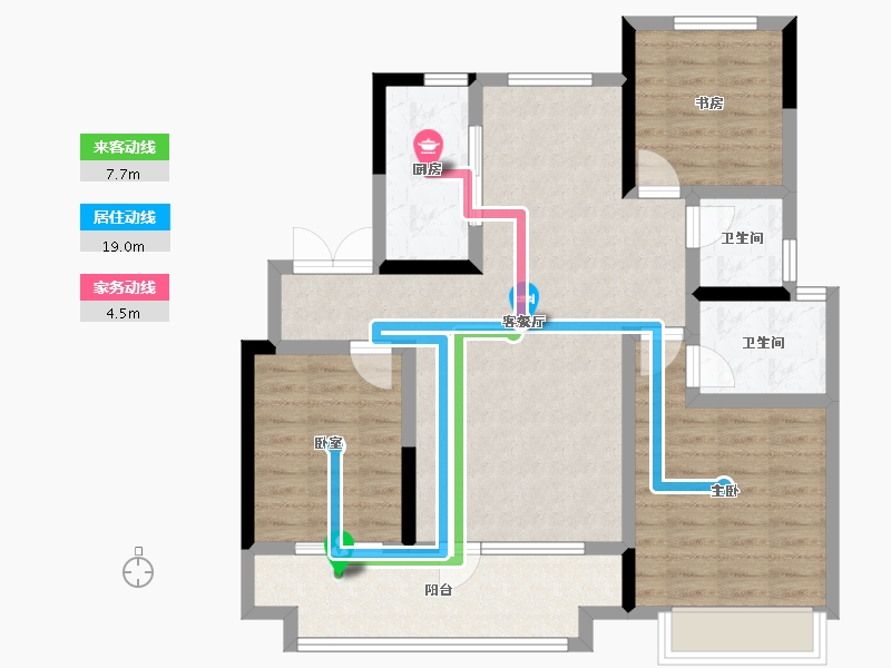 山东省-青岛市-玉兰璟园-90.56-户型库-动静线