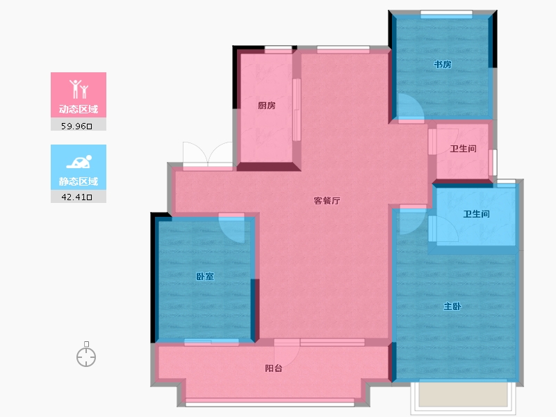 山东省-青岛市-玉兰璟园-90.56-户型库-动静分区