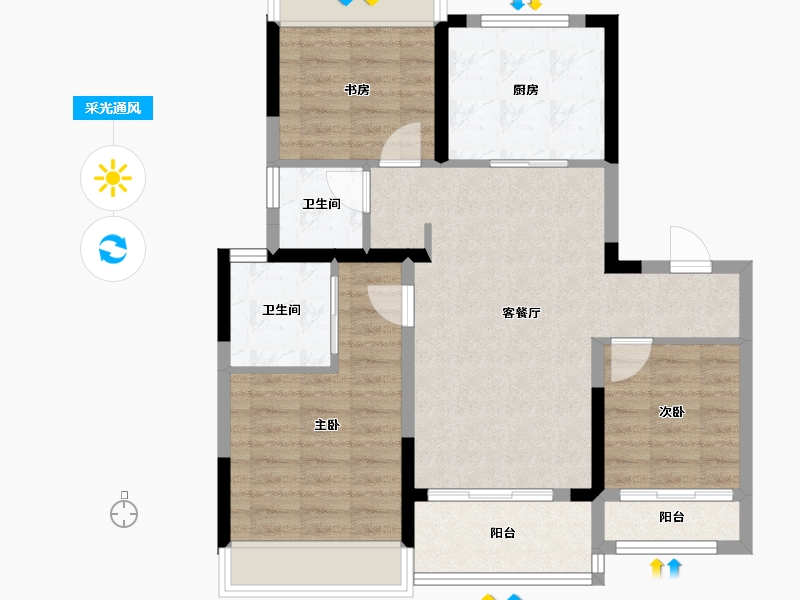 上海-上海市-中国铁建星樾云栖-80.00-户型库-采光通风