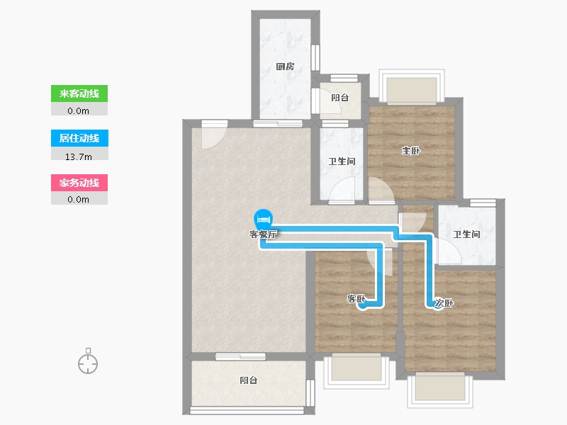 广东省-佛山市-广佛新世界花园洋房-71.25-户型库-动静线