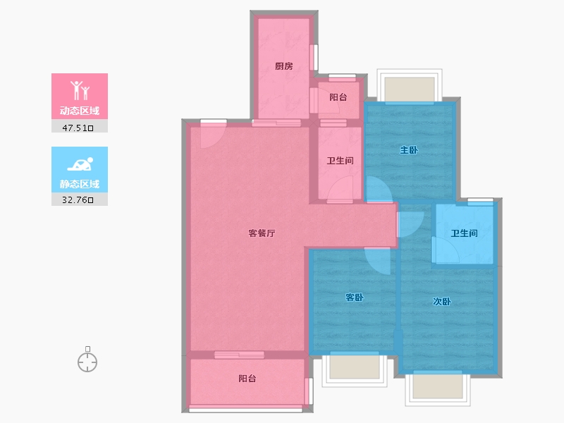 广东省-佛山市-广佛新世界花园洋房-71.25-户型库-动静分区