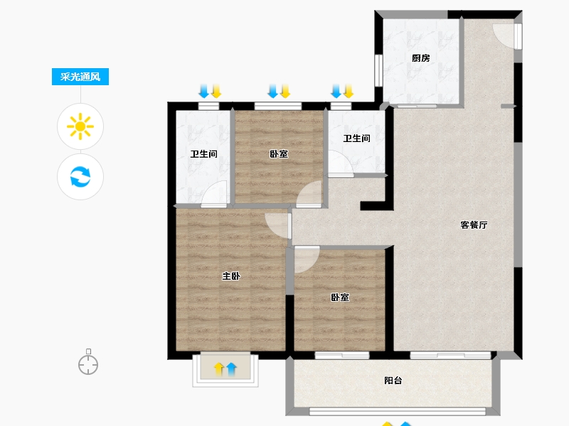 陕西省-咸阳市-国润当代境MOM∧-92.80-户型库-采光通风