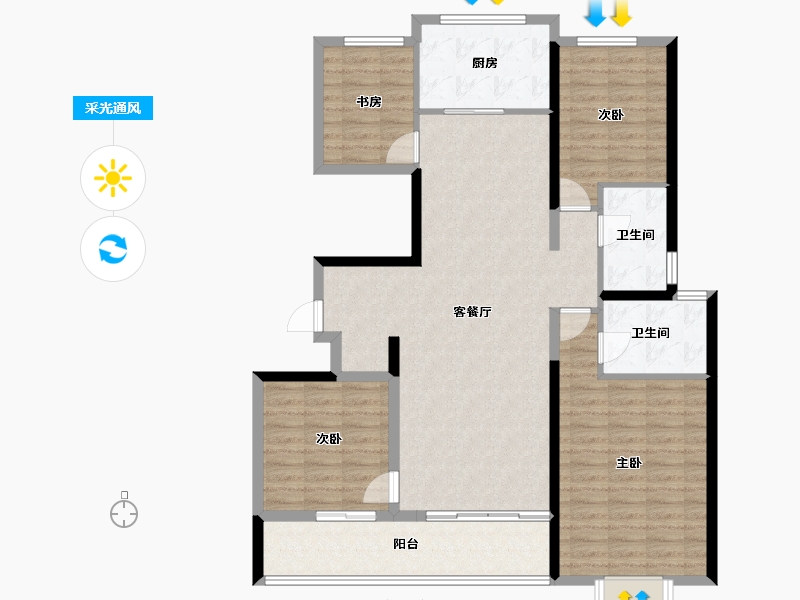 陕西省-西安市-翡丽西安-123.20-户型库-采光通风