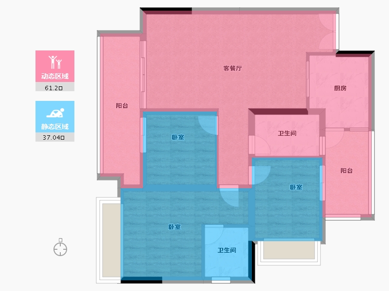 重庆-重庆市-高科江澜-88.00-户型库-动静分区