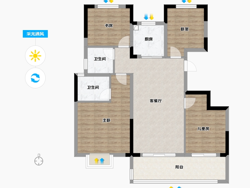 浙江省-宁波市-盛元·东江汇-96.01-户型库-采光通风