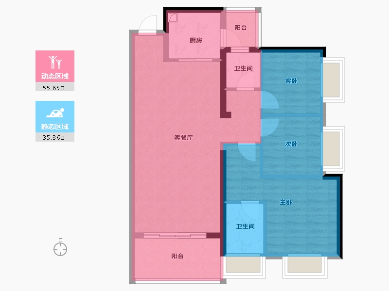 广东省-惠州市-隆生鹿江花园-81.10-户型库-动静分区