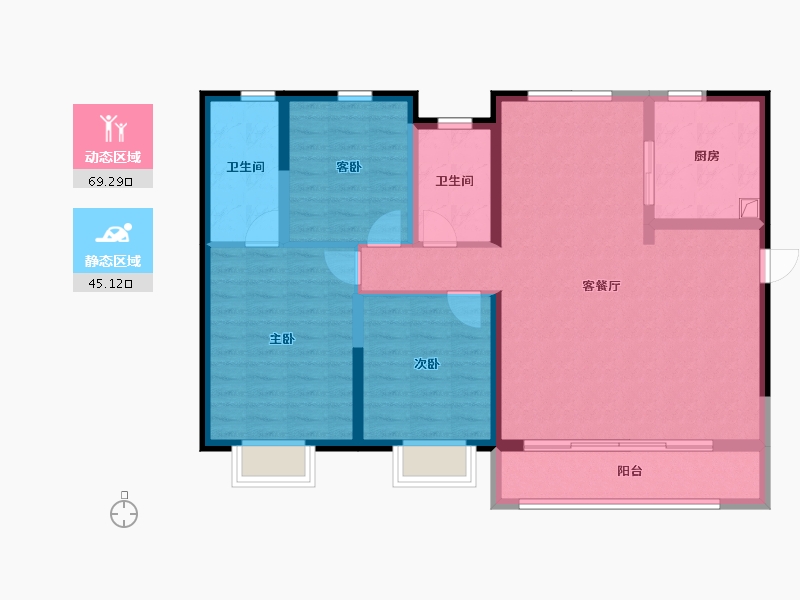 甘肃省-兰州市-保利天汇-102.40-户型库-动静分区