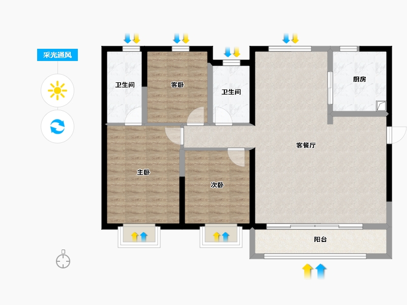 甘肃省-兰州市-保利天汇-102.40-户型库-采光通风