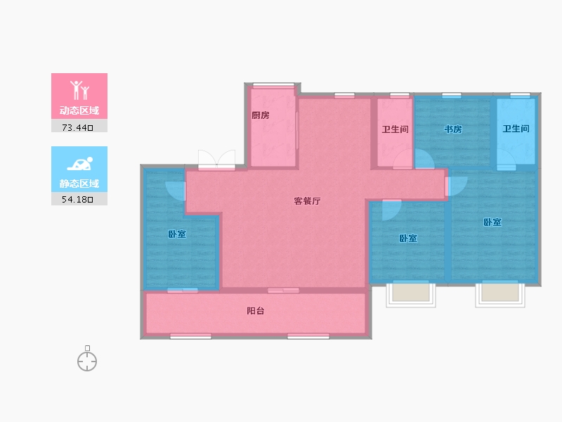 陕西省-西安市-龙湖景粼玖序-114.66-户型库-动静分区