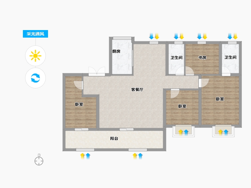 陕西省-西安市-龙湖景粼玖序-114.66-户型库-采光通风