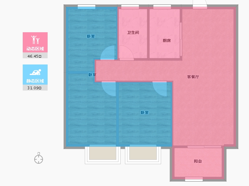 湖北省-武汉市-保利明玥晨光-70.58-户型库-动静分区