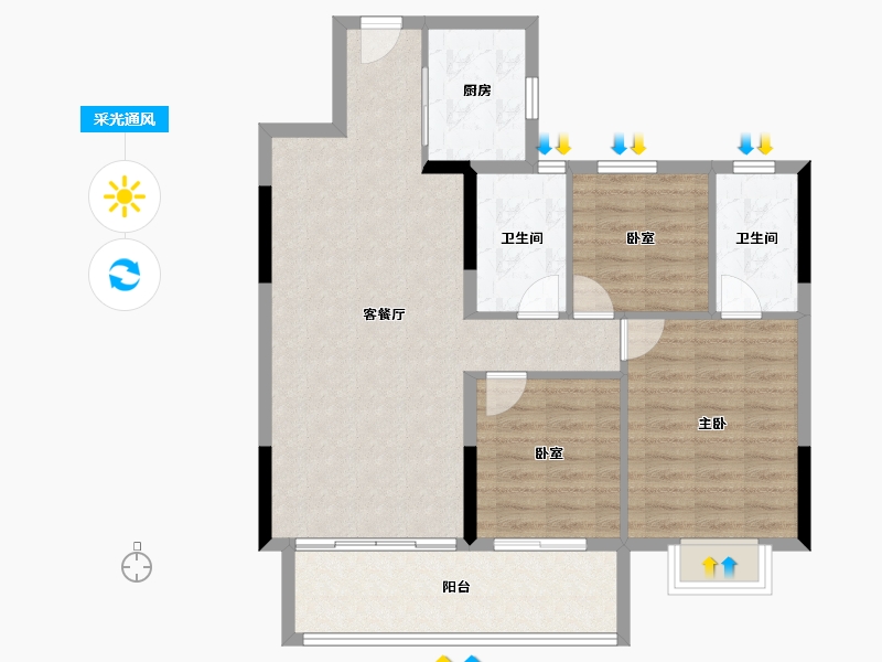 湖南省-长沙市-三一云湖-90.40-户型库-采光通风