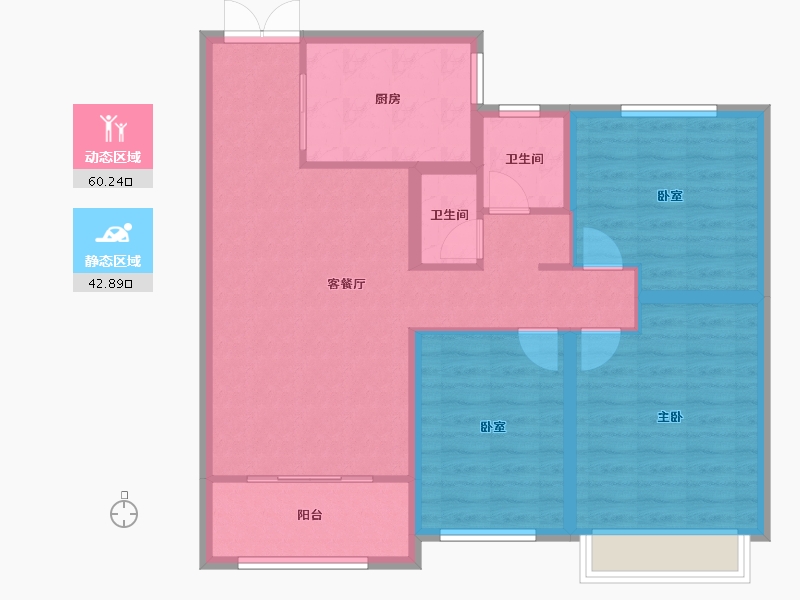 山东省-青岛市-水岸樾园-92.85-户型库-动静分区