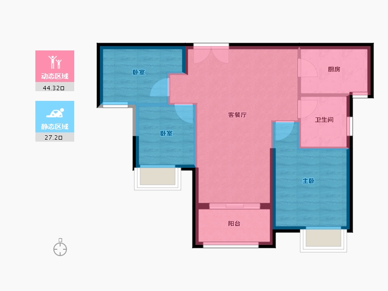 福建省-厦门市-特房樾鸣湾-64.34-户型库-动静分区