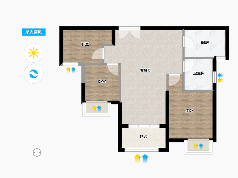 福建省-厦门市-特房樾鸣湾-64.34-户型库-采光通风