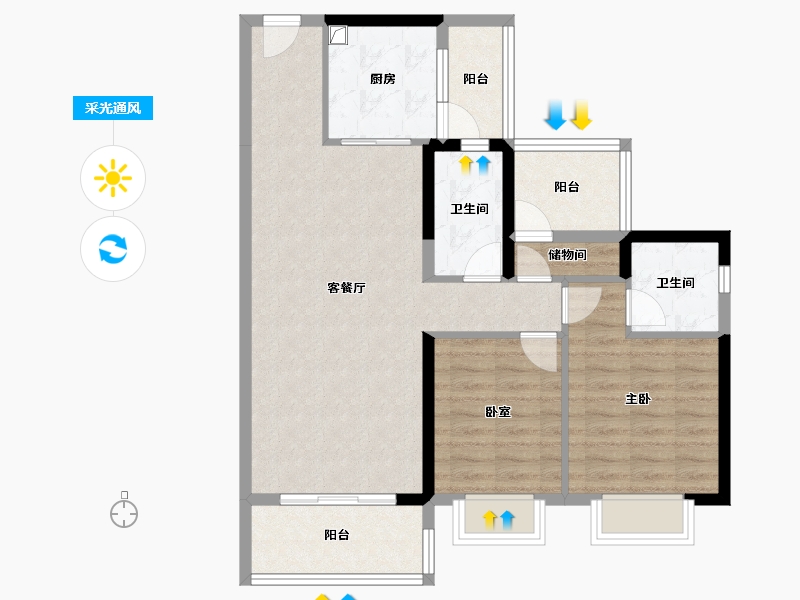 广东省-惠州市-碧桂园天熹-83.79-户型库-采光通风