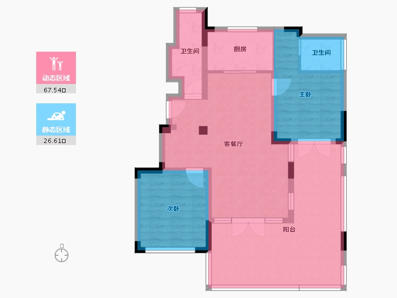 江苏省-徐州市-蓝城·春风溪语-84.00-户型库-动静分区