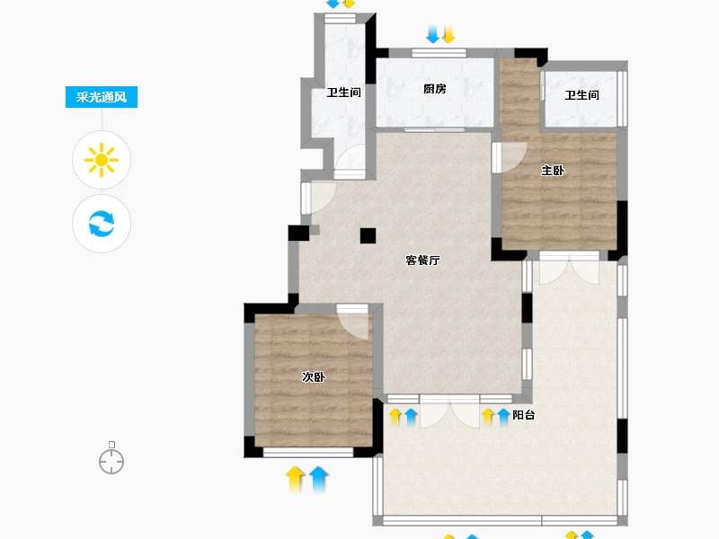 江苏省-徐州市-蓝城·春风溪语-84.00-户型库-采光通风