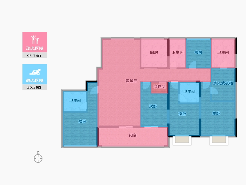 浙江省-杭州市-潮观揽月轩-168.00-户型库-动静分区