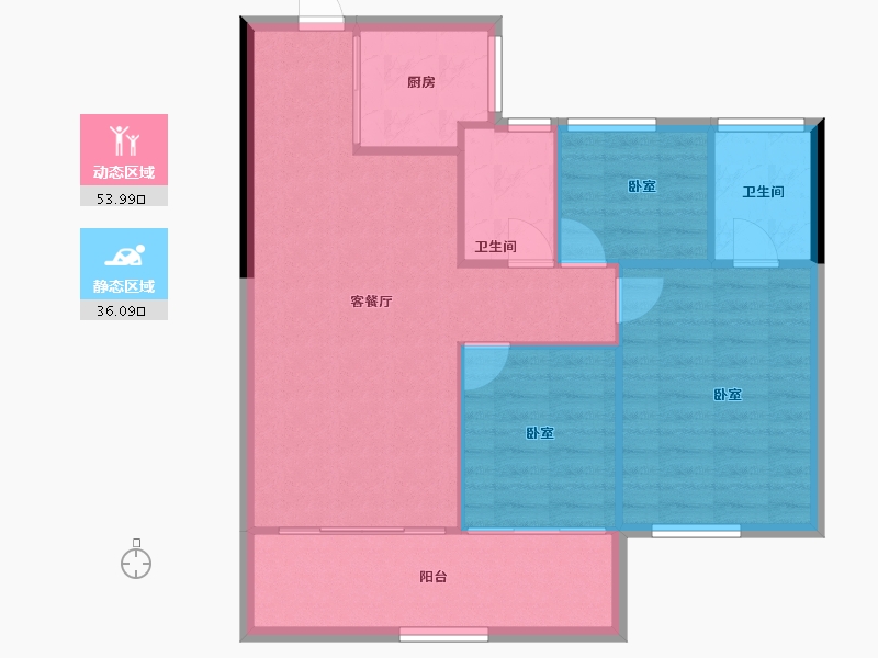 河南省-郑州市-深业健康城-82.67-户型库-动静分区