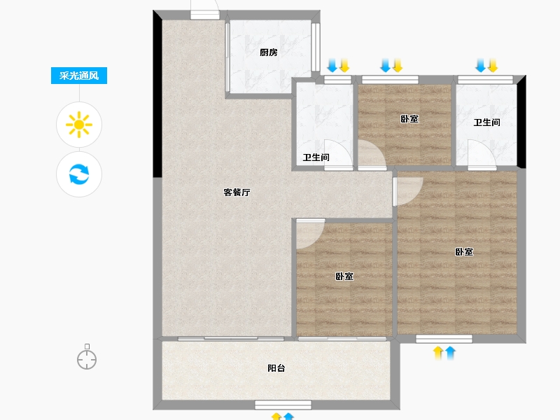 河南省-郑州市-深业健康城-82.67-户型库-采光通风