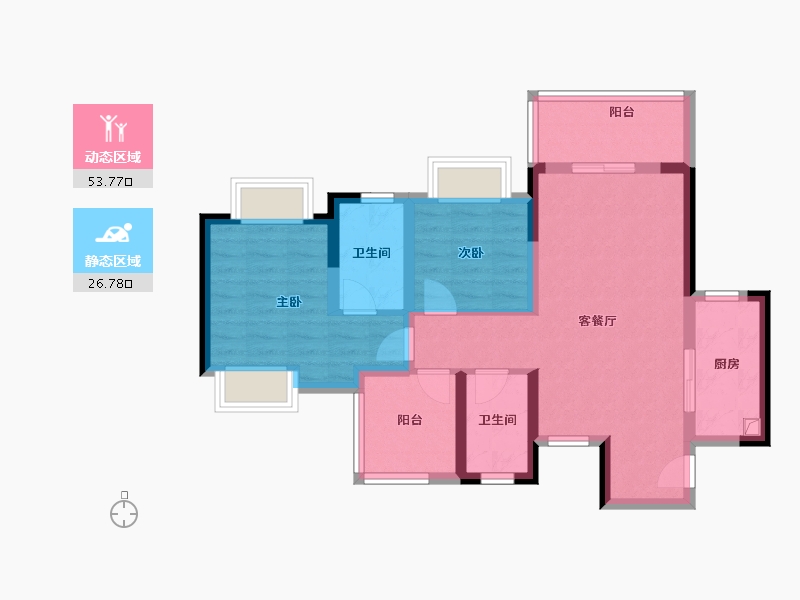 广东省-惠州市-星河冠誉府-70.41-户型库-动静分区