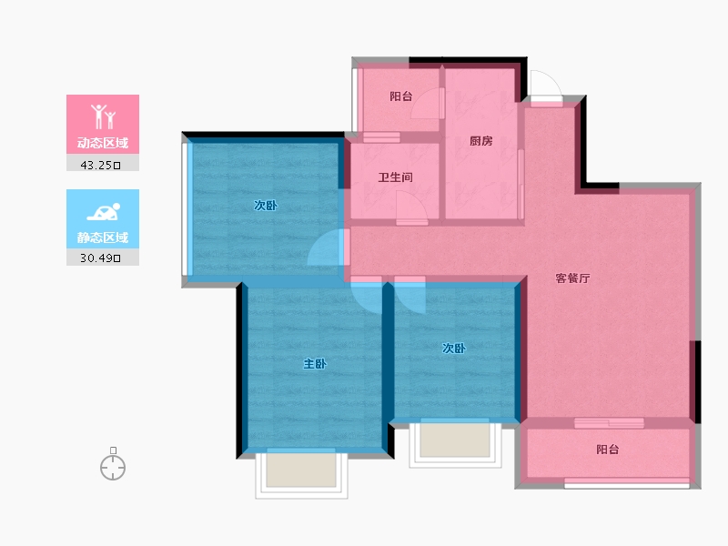 四川省-成都市-奥园棠玥府-64.48-户型库-动静分区