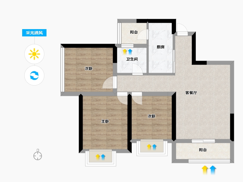 四川省-成都市-奥园棠玥府-64.48-户型库-采光通风