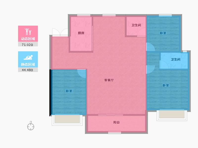 陕西省-咸阳市-龙泉·壹号院-106.84-户型库-动静分区