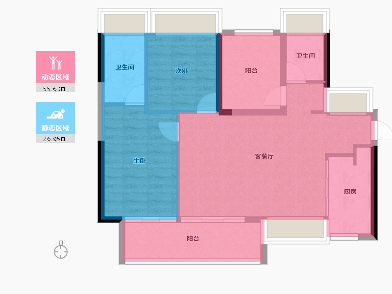 广东省-珠海市-天地源·悦唐阁-74.40-户型库-动静分区