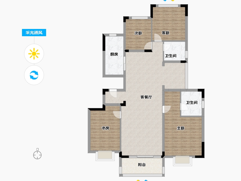 浙江省-湖州市-恒大林溪竹语-136.00-户型库-采光通风