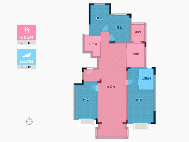 浙江省-湖州市-恒大林溪竹语-129.60-户型库-动静分区