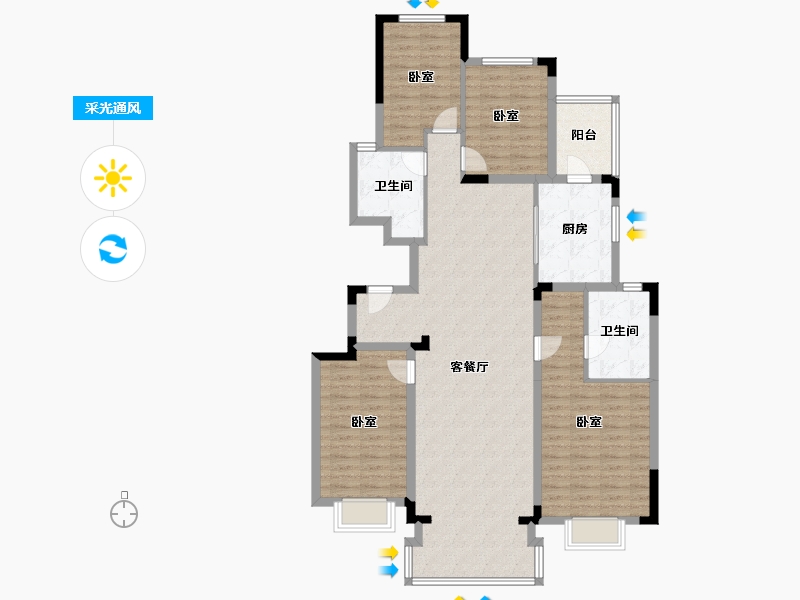 浙江省-湖州市-恒大林溪竹语-129.60-户型库-采光通风