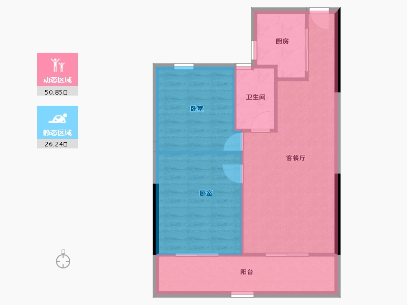 陕西省-咸阳市-龙泉·壹号院-70.48-户型库-动静分区