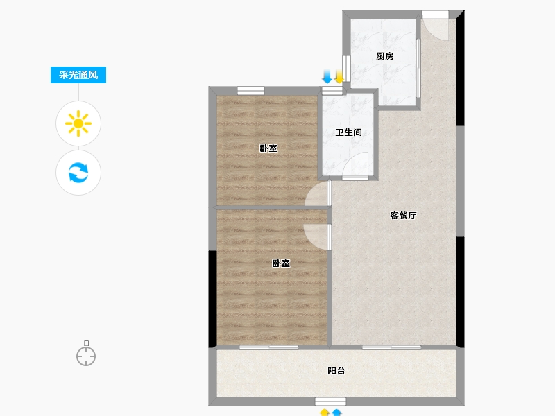 陕西省-咸阳市-龙泉·壹号院-70.48-户型库-采光通风