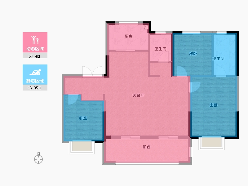 安徽省-合肥市-高速信达时代星河-100.00-户型库-动静分区