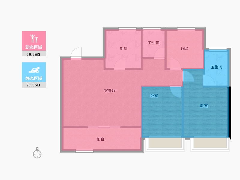 河南省-郑州市-高新·和锦莲序-80.77-户型库-动静分区