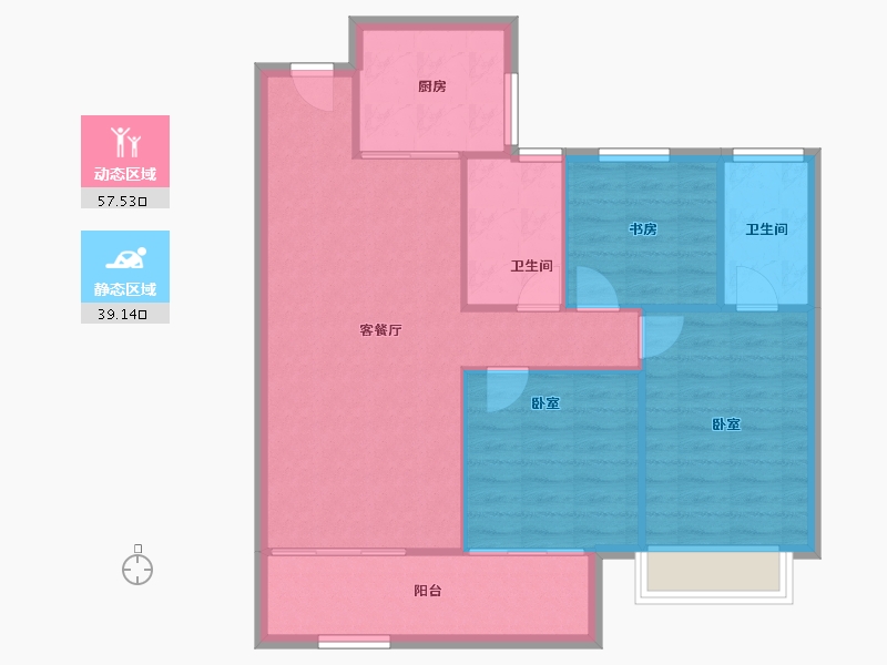 湖北省-武汉市-新城桃李郡-88.67-户型库-动静分区