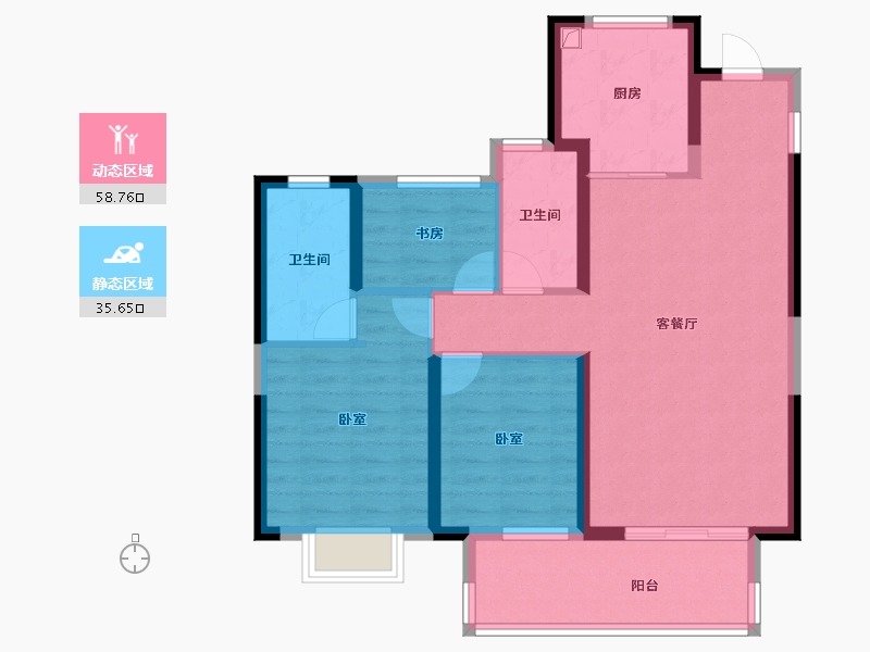 浙江省-宁波市-锦绣东方-84.00-户型库-动静分区