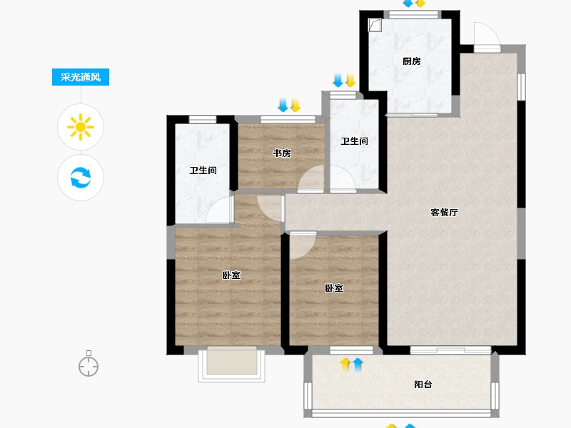 浙江省-宁波市-锦绣东方-84.00-户型库-采光通风