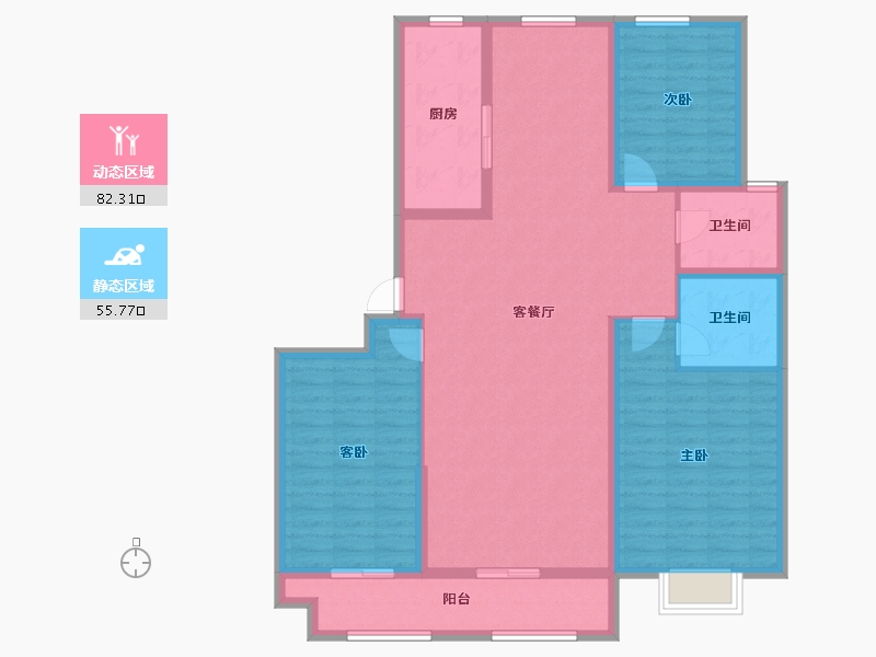 山东省-聊城市-冠宏·直隶村小区-124.80-户型库-动静分区