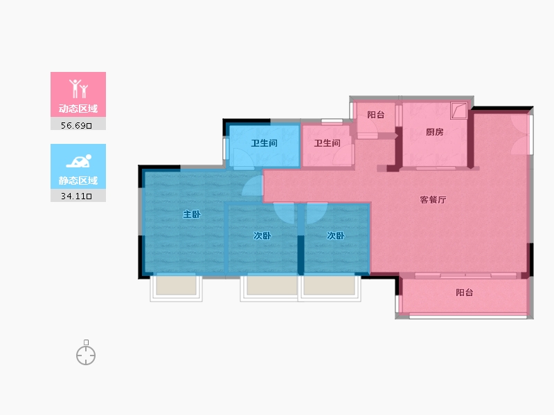 重庆-重庆市-三一云城-81.02-户型库-动静分区