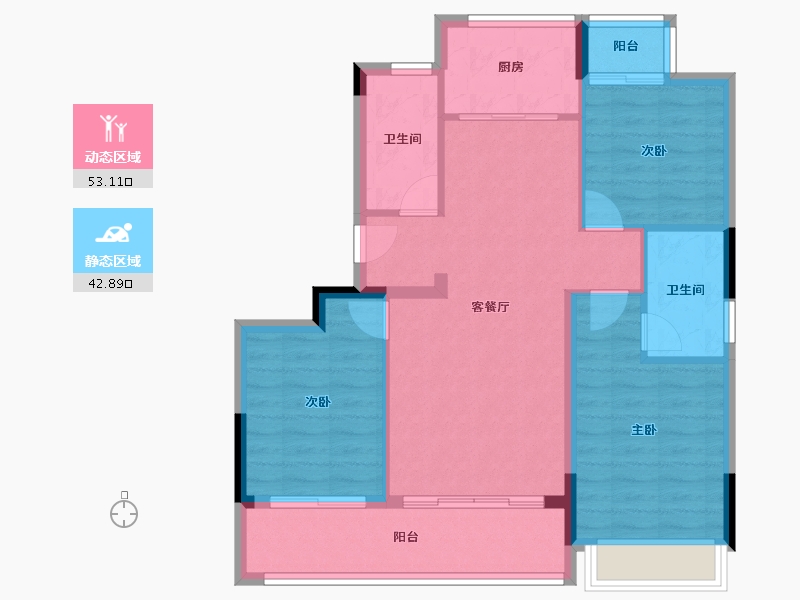 浙江省-杭州市-杭房·湖著观邸-86.67-户型库-动静分区